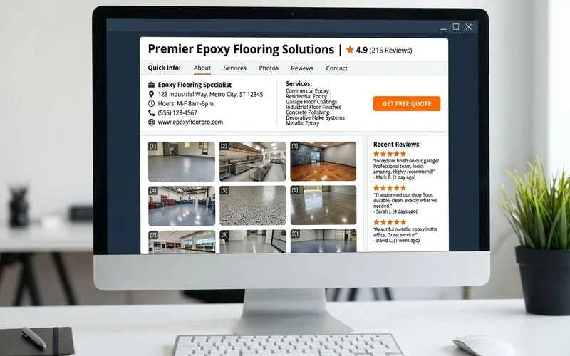 Optimized Google Business Profile for an epoxy flooring contractor