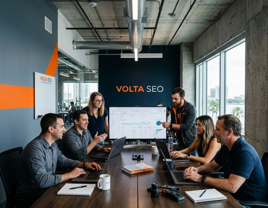 Our team of concrete-industry SEO specialists at work in our Tampa office